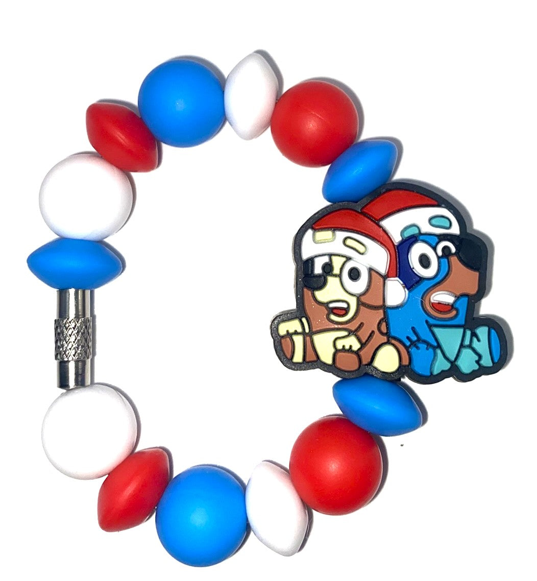 Christmas Blue Heeler Cartoon Dog & Sister Stanley Tumbler Cup Handle Charm