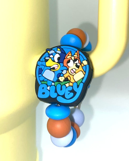 Blue Heeler Cartoon Dog & Sister Cartoon Logo Stanley Tumbler Cup Handle Charm