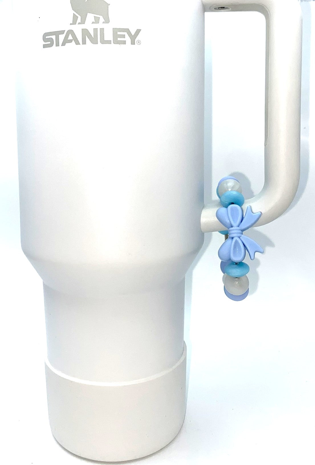 Baby Blue w/Blue Pearl Coquette Bow Stanley Tumbler Cup Handle Charm