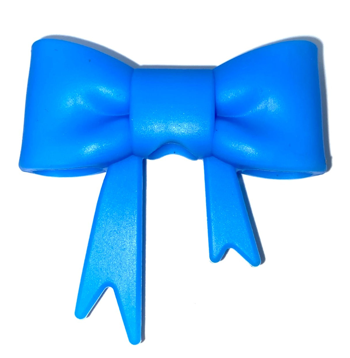 Blue Bow Straw Topper