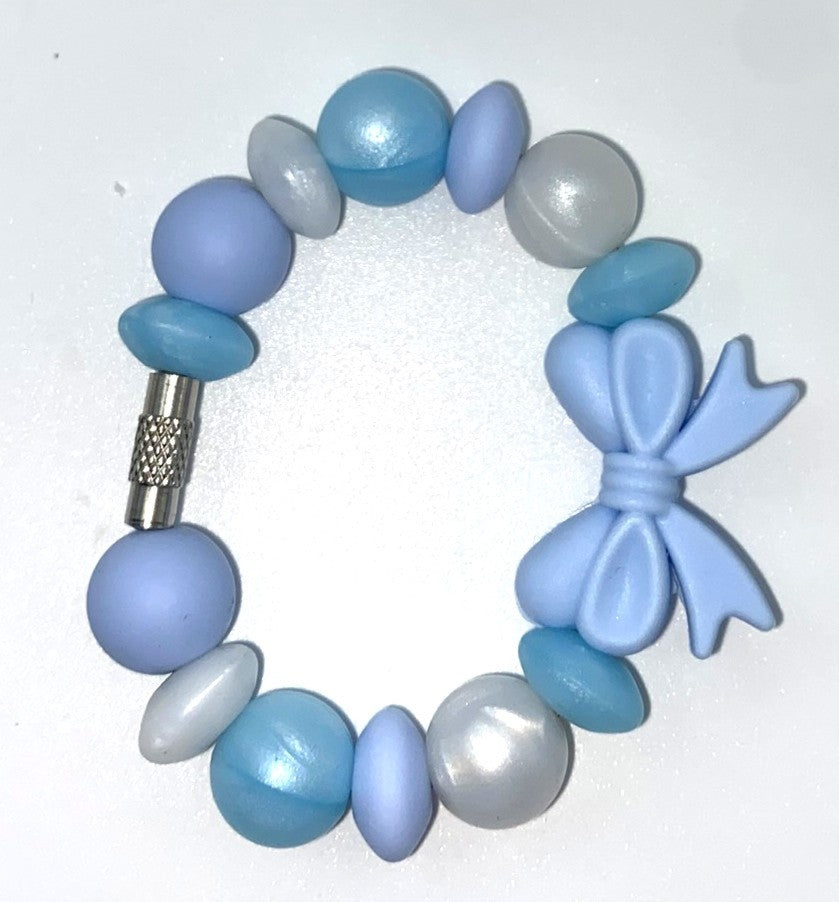 Baby Blue w/Blue Pearl Coquette Bow Stanley Tumbler Cup Handle Charm