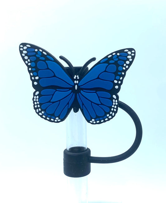 Blue Monarch Butterfly Straw Topper