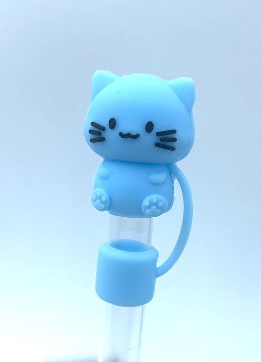 Blue Cat 3D Straw Topper