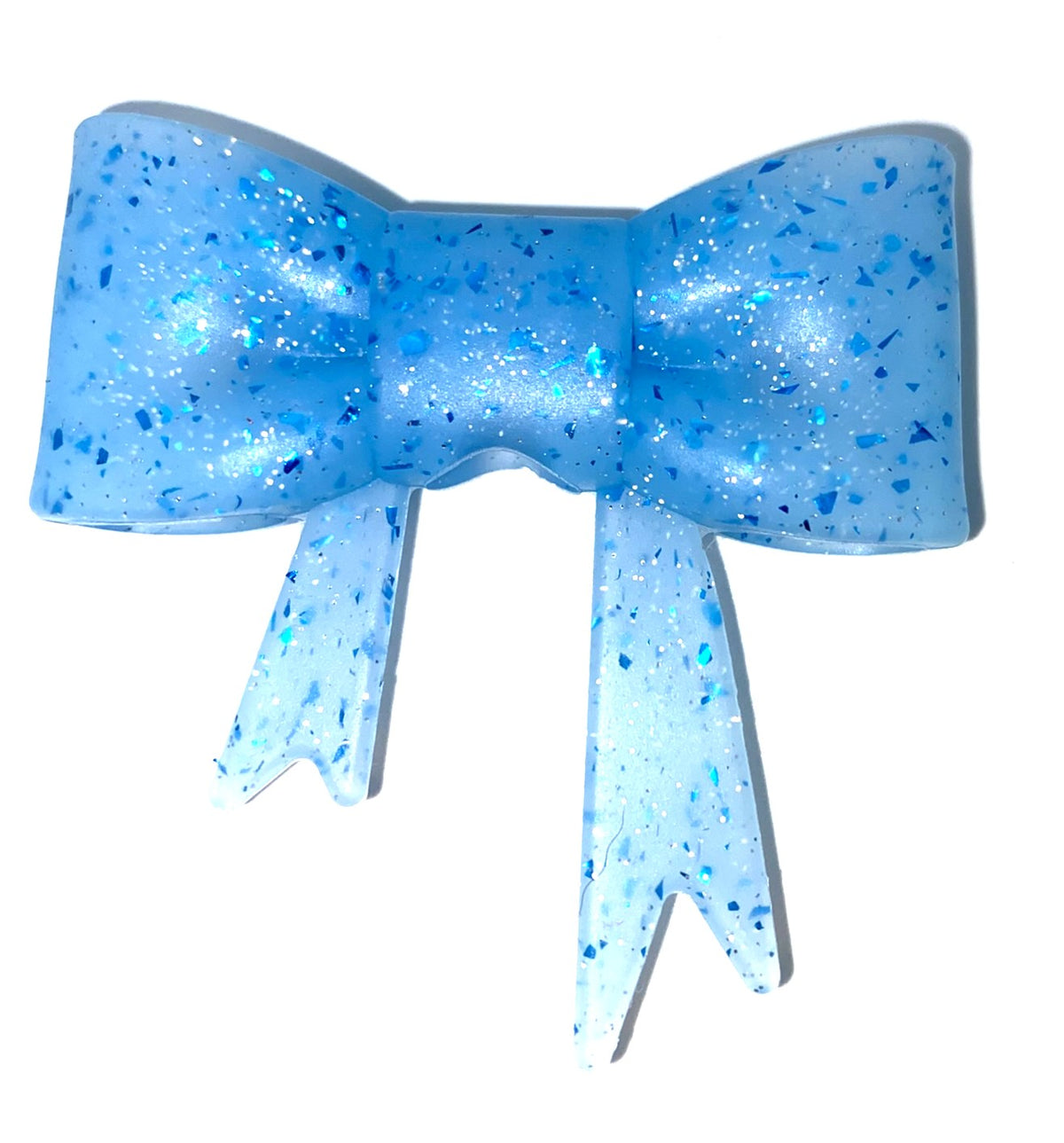 Blue Confetti Glitter Bow Straw Topper