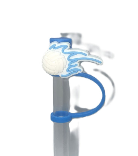 Blue Fire Volleyball Straw Topper