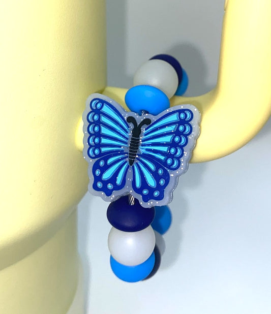 Blue Glitter Butterfly Stanley Tumbler Cup Handle Charm