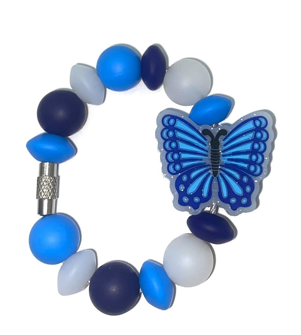 Blue Glitter Butterfly Stanley Tumbler Cup Handle Charm