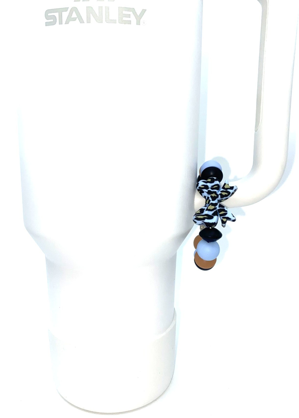 Blue Leopard Print Coquette Bow Stanley Tumbler Cup Handle Charm