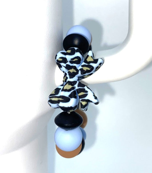 Blue Leopard Print Coquette Bow Stanley Tumbler Cup Handle Charm