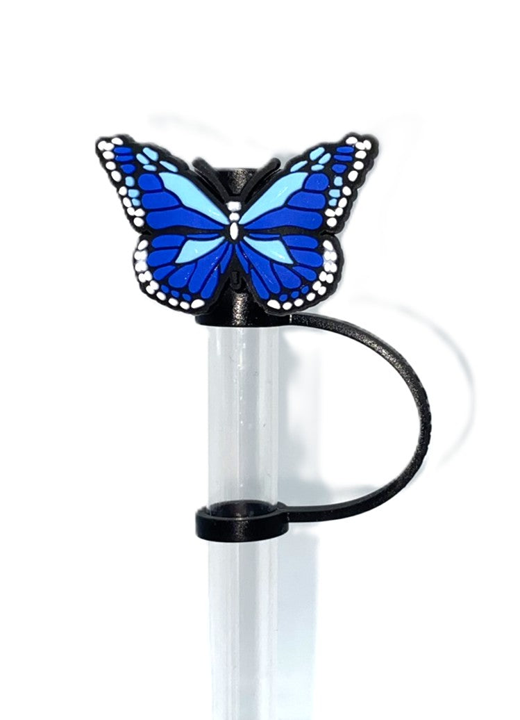 Blue Monarch Butterfly Straw Topper