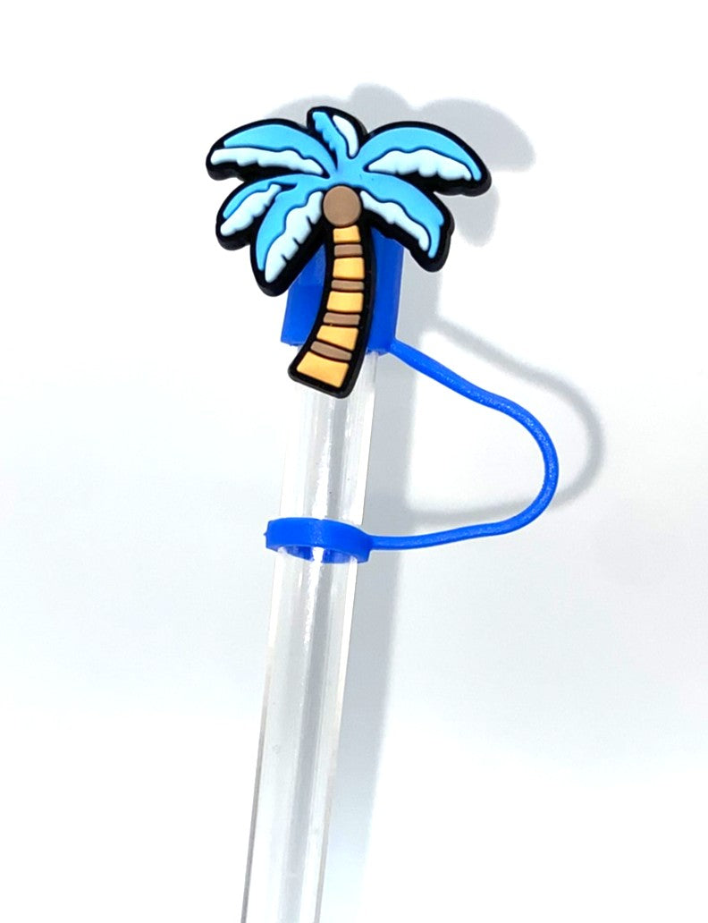 Blue Palm Tree Straw Topper