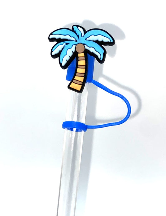 Blue Palm Tree Straw Topper