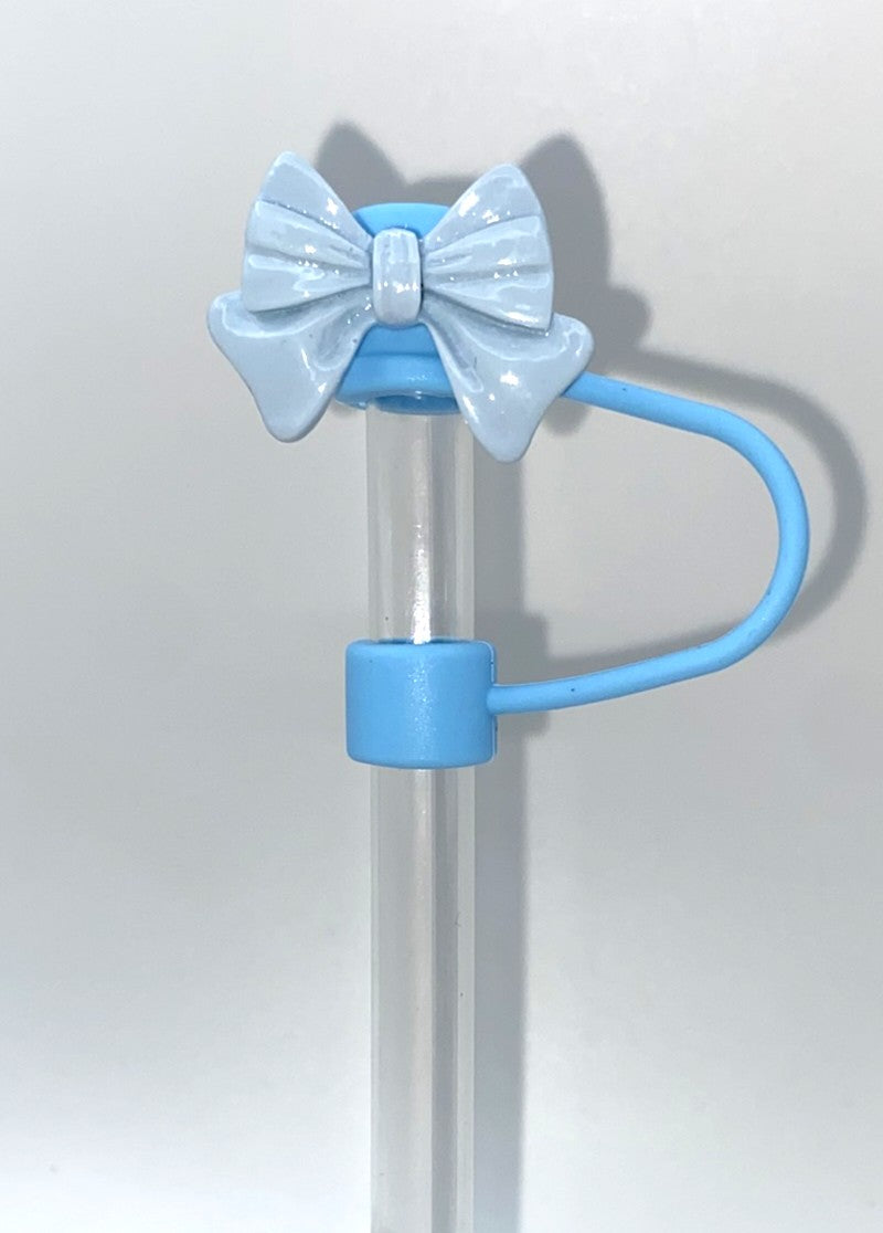 Blue Resin Bow Straw Topper