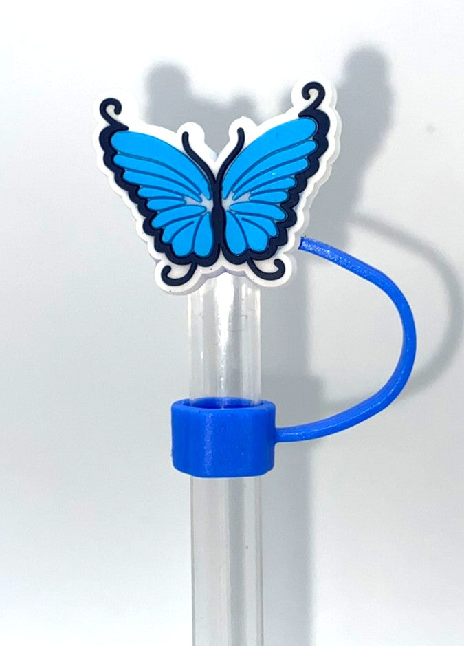 Blue Swirly Butterfly Straw Topper