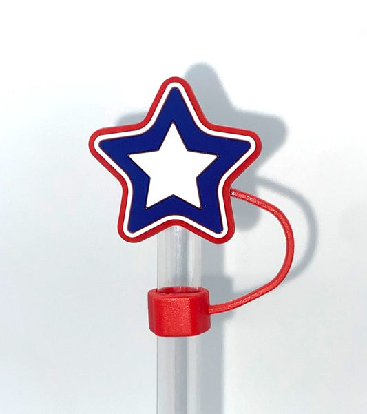 Patriotic Star Blue, White & Red Straw Topper