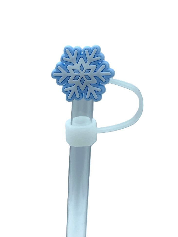Blue & White Snowflake Winter Straw Topper
