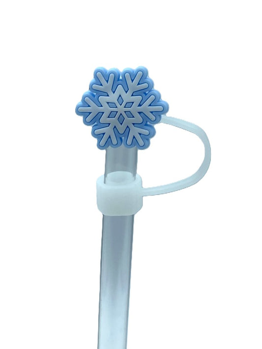 Blue & White Snowflake Winter Straw Topper