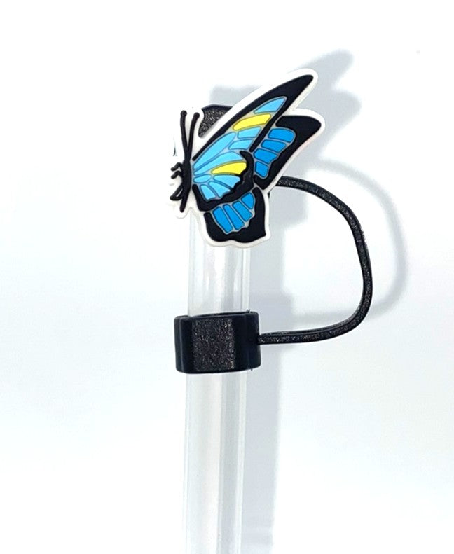 Blue, Yellow & Black Butterfly Straw Topper