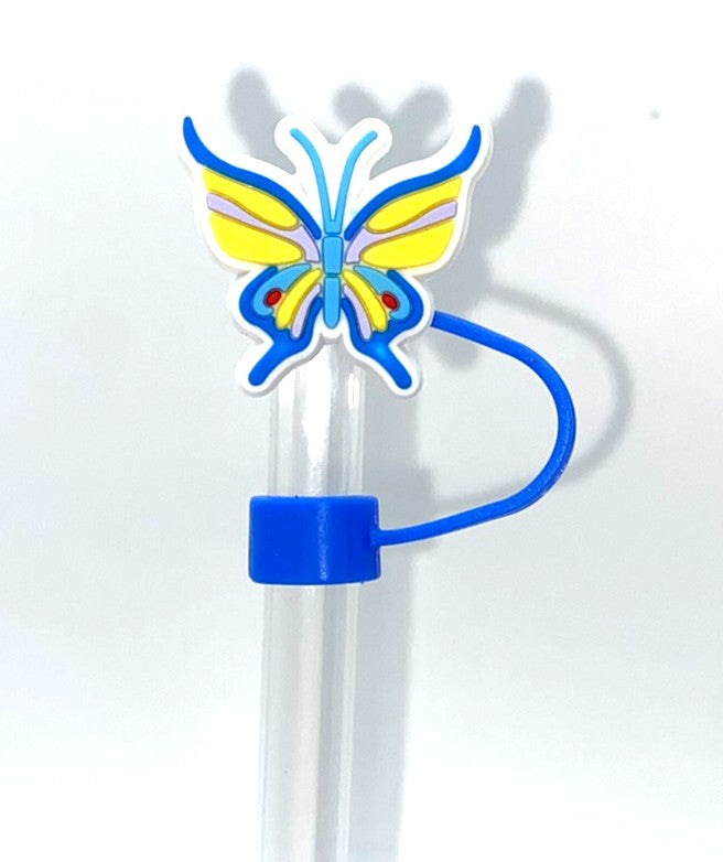 Blue & Yellow Butterfly Straw Topper