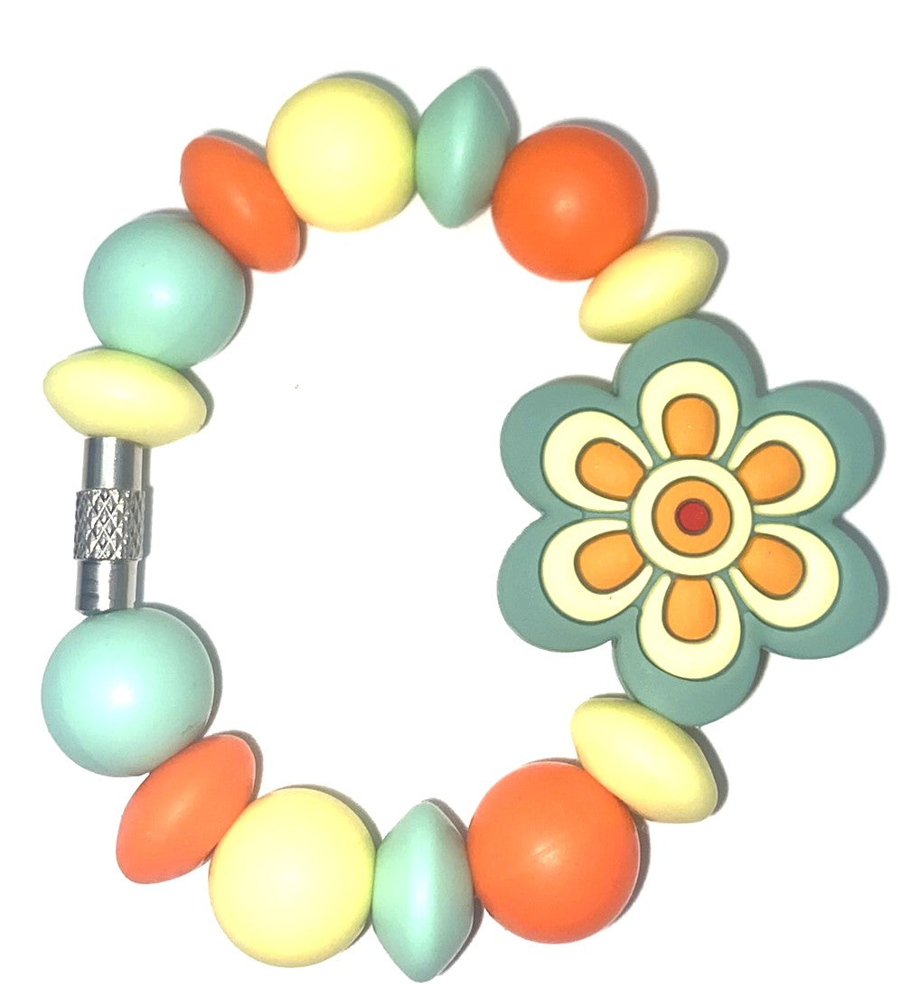 Boho Flower Blue-Mint Green Stanley Tumbler Cup Handle Charm