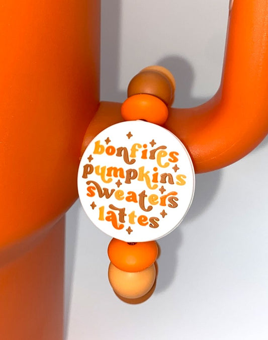 Bonfires Pumpkins Sweaters Lattes Fall Stanley Tumbler Cup Handle Charm