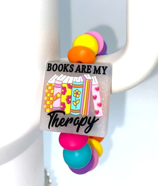Books Are My Therapy Clear Glitter Stanley Tumbler Cup Handle Charm
