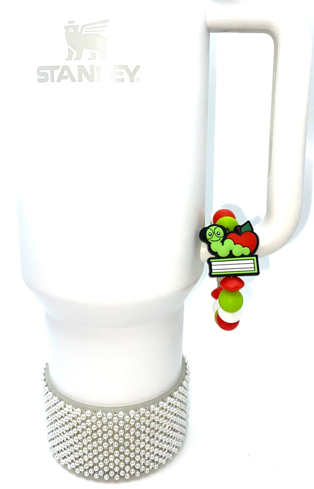 Bookworm w/Apple on Books Stanley Tumbler Cup Handle Charm