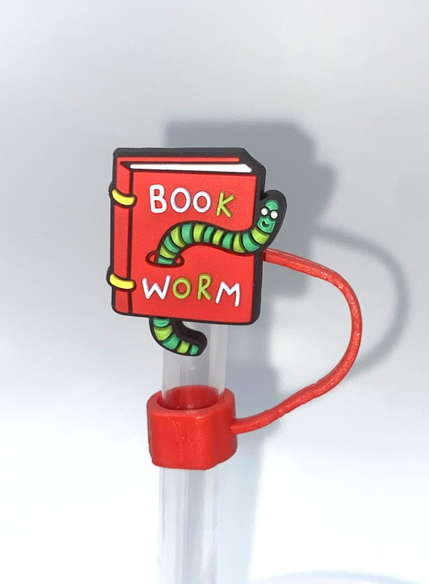 Book Worm Bookish Bookmark Straw Topper