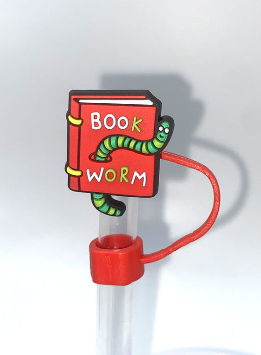 Book Worm Bookish Bookmark Straw Topper