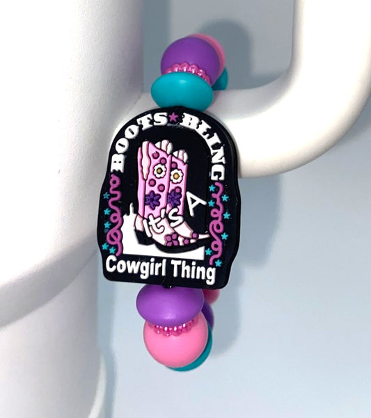 Boots & Bling It's A Cowgirl Thing Stanley Tumbler Cup Handle Charm