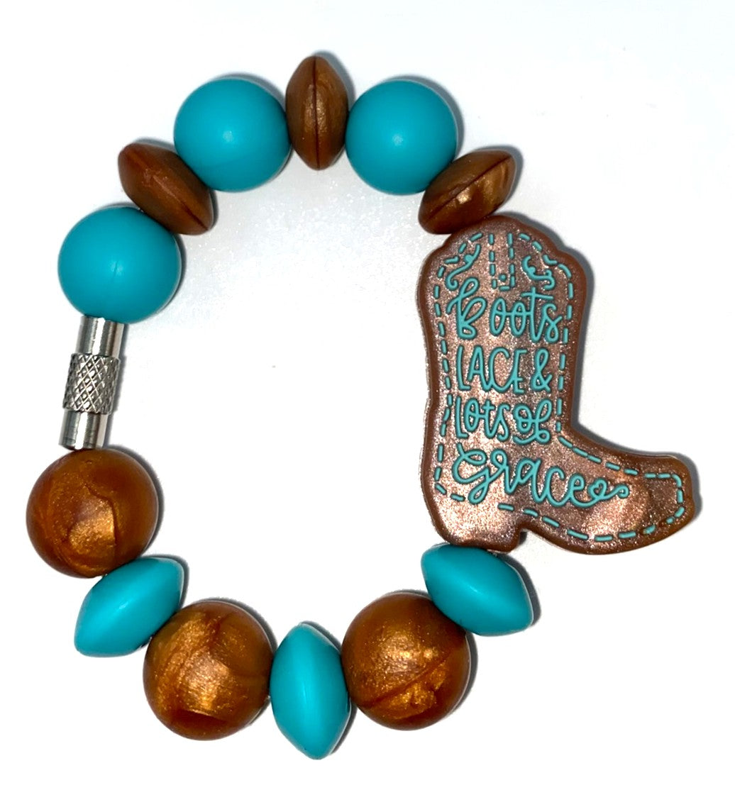 Boots Lace & Lots Of Grace Cowboy Boot Stanley Tumbler Cup Handle Charm