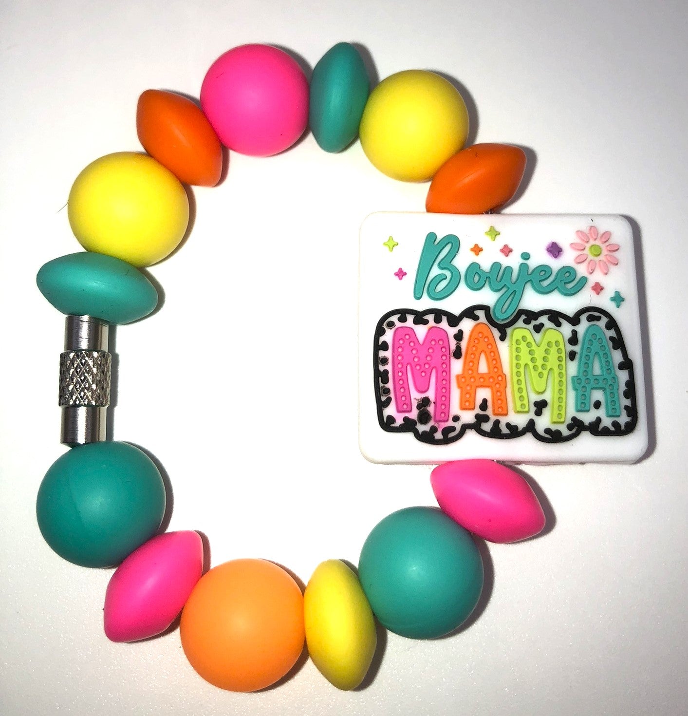 Neon Boujee Mama Stanley Tumbler Cup Handle Charm