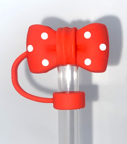 Bow Red & White Polka Dot Straw Topper