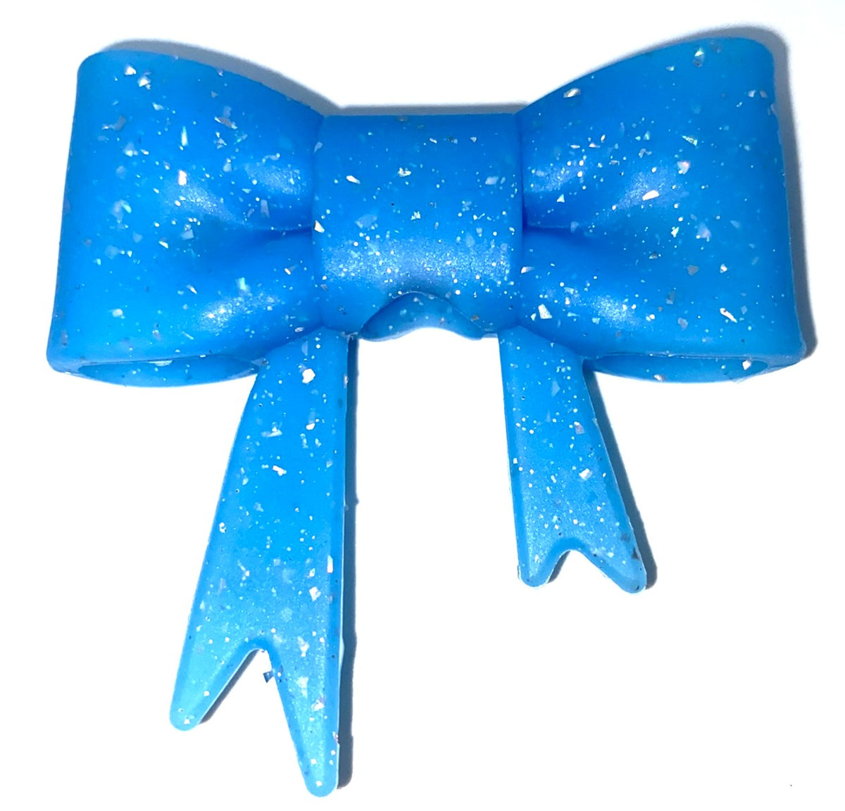Bright Blue Confetti Glitter Bow Straw Topper