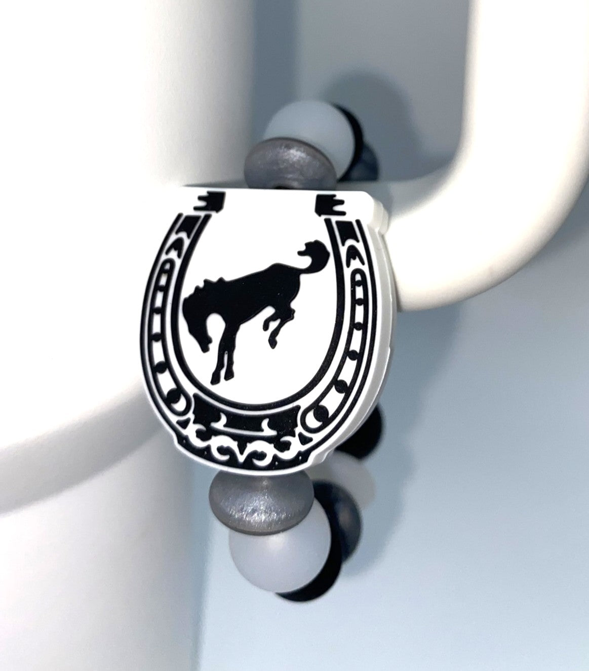 Rearing Bronco In Horseshoe 4X4 Vehicle Stanley Tumbler Cup Handle Charm