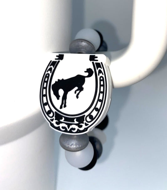 Rearing Bronco In Horseshoe 4X4 Vehicle Stanley Tumbler Cup Handle Charm