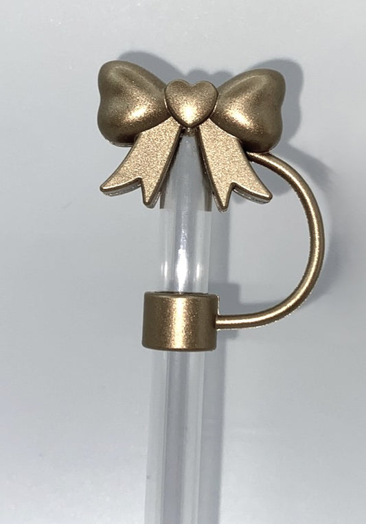 Bronze Coquette Bow 3D Straw Topper