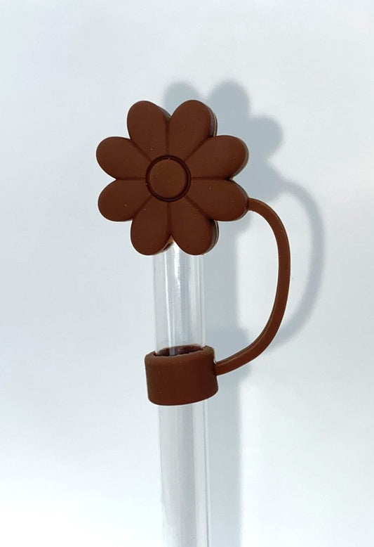 Brown Daisy Flower 3D Straw Topper