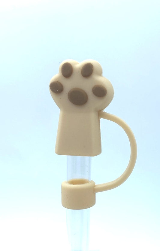 Brown Kitty Cat Paw 3D Straw Topper