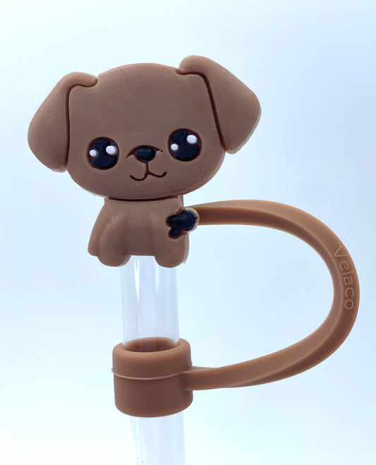 Brown Puppy Dog 2 Straw Topper