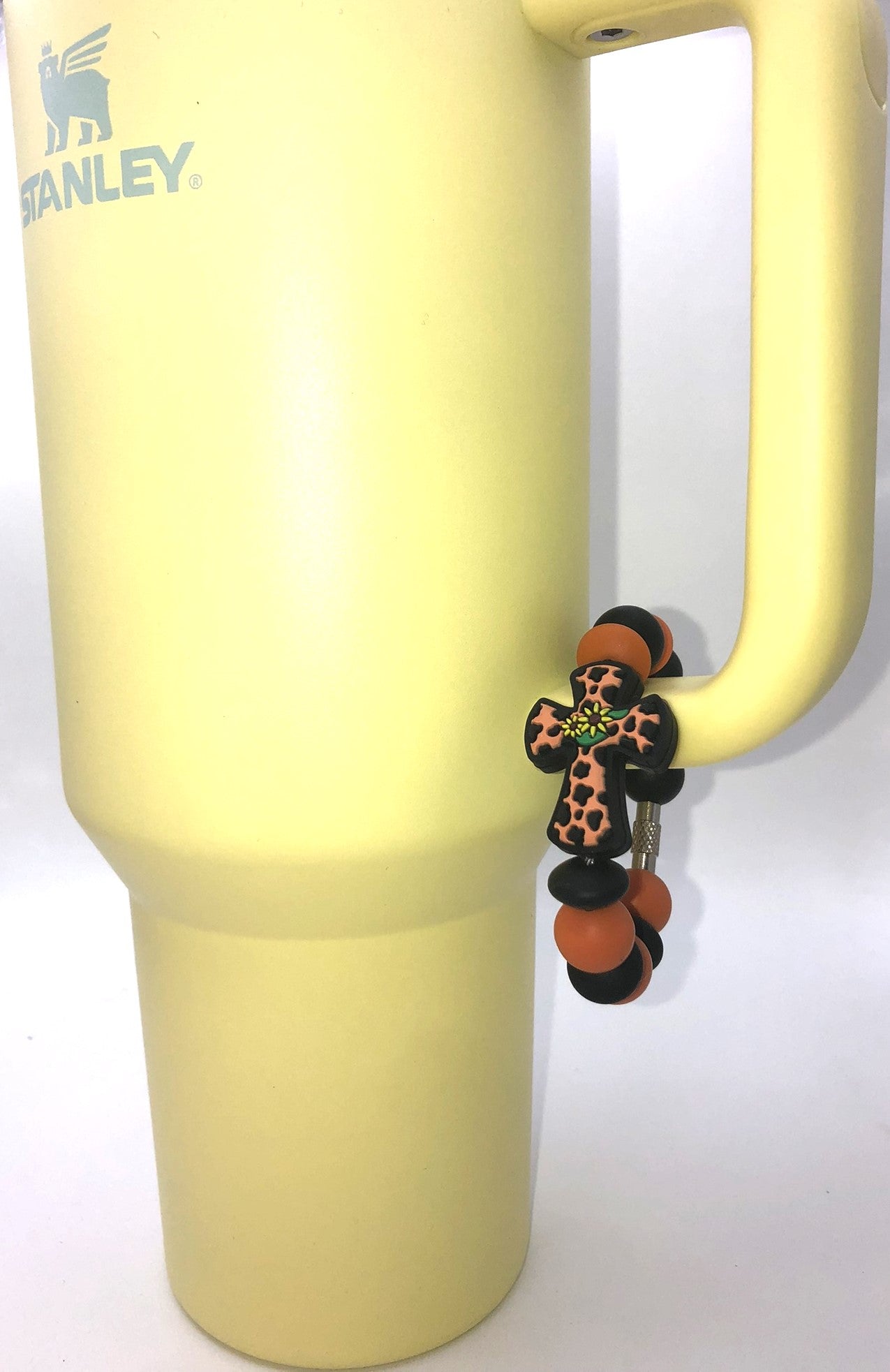 Brown Leopard Print Cross Stanley Tumbler Cup Handle Charm