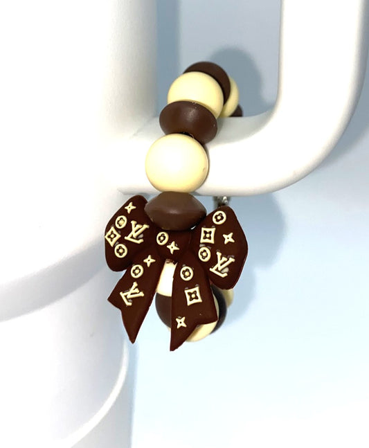 Brown LV Coquette Bow Small Designer Stanley Tumbler Cup Handle Charm