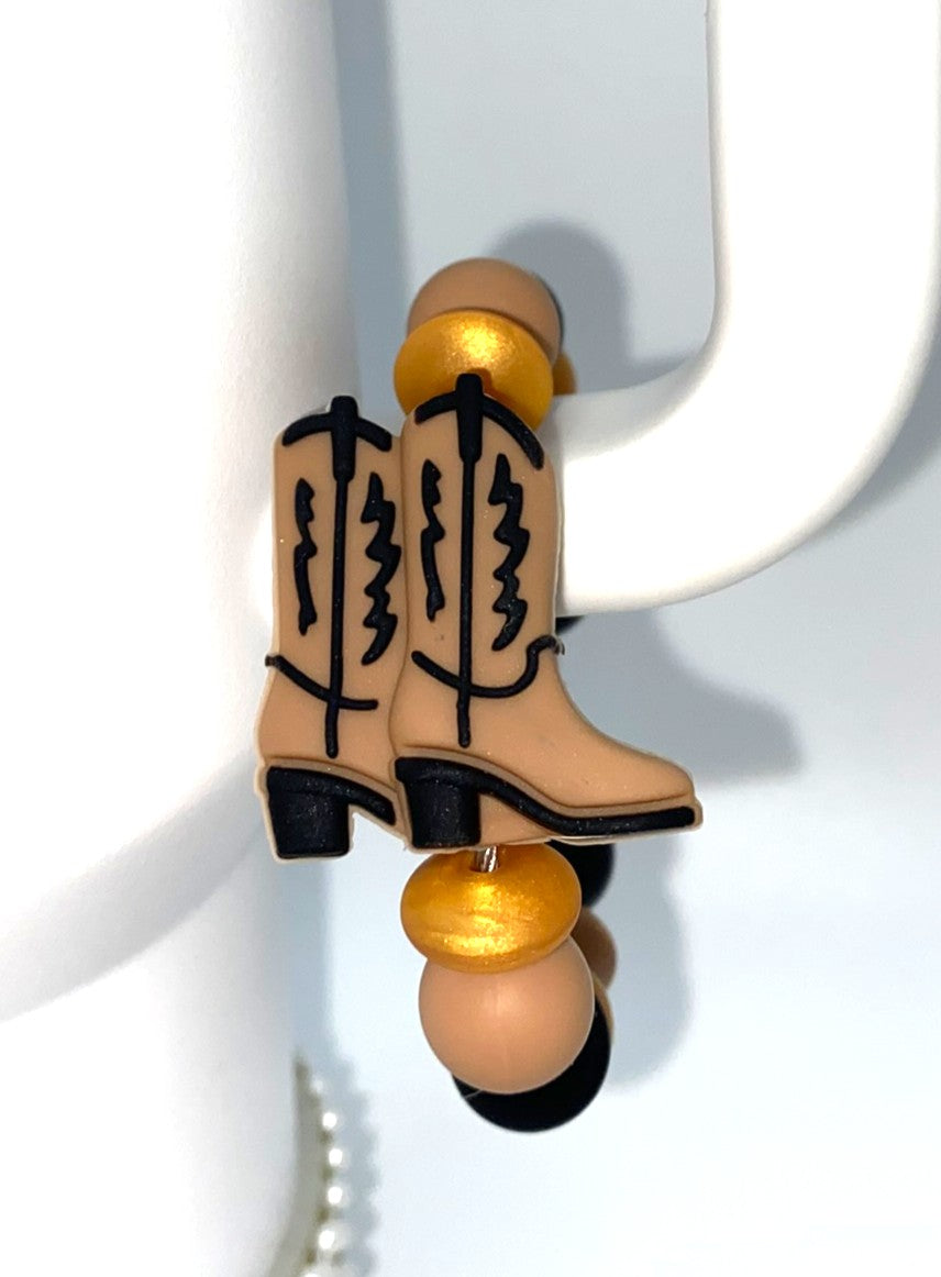 Brown Western Cowboy Boots 3D Stanley Tumbler Cup Handle Charm