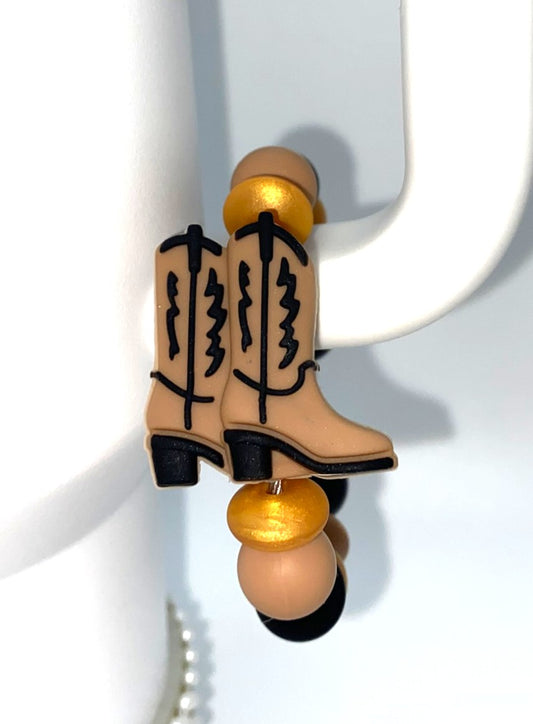 Brown Western Cowboy Boots 3D Stanley Tumbler Cup Handle Charm