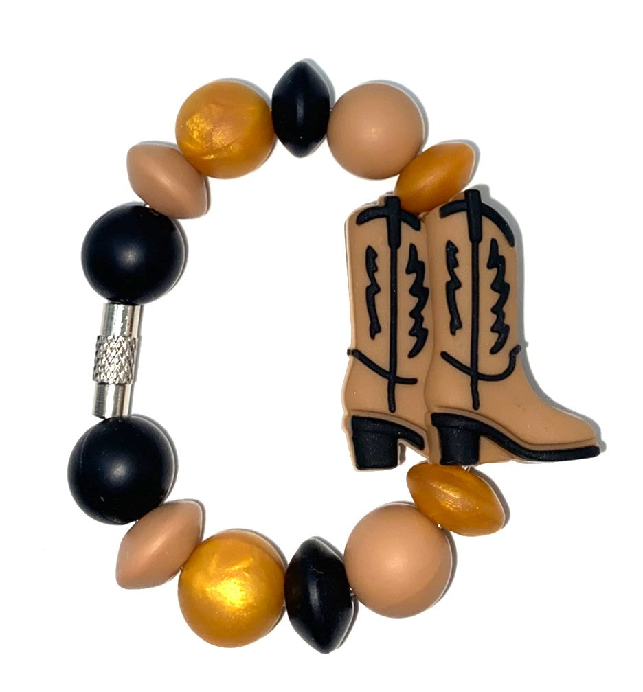 Brown Western Cowboy Boots 3D Stanley Tumbler Cup Handle Charm