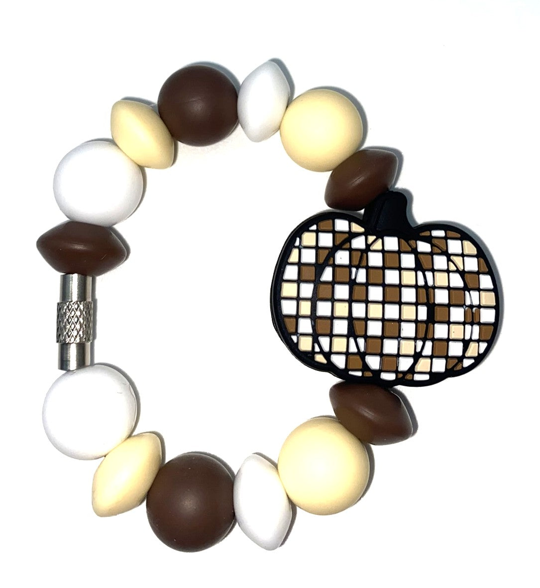 Brown Checkered Pumpkin Stanley Tumbler Cup Handle Charm