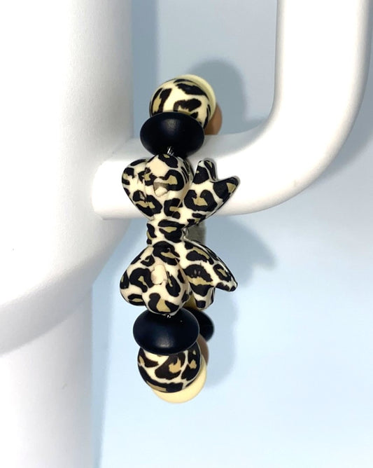 Brown Leopard Print Coquette Bow Stanley Tumbler Cup Handle Charm