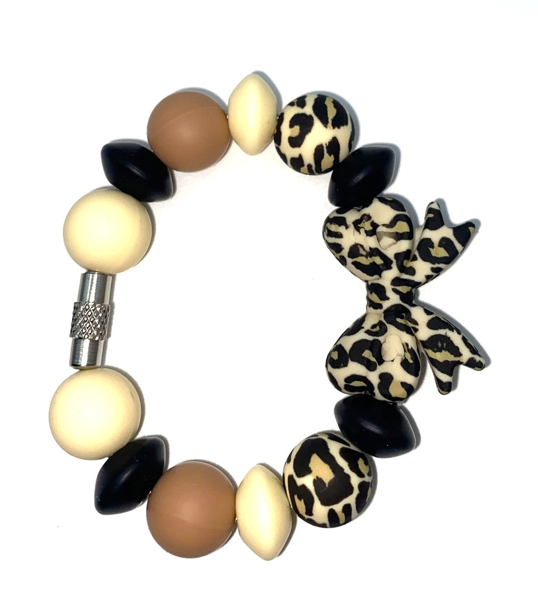 Brown Leopard Print Coquette Bow Stanley Tumbler Cup Handle Charm