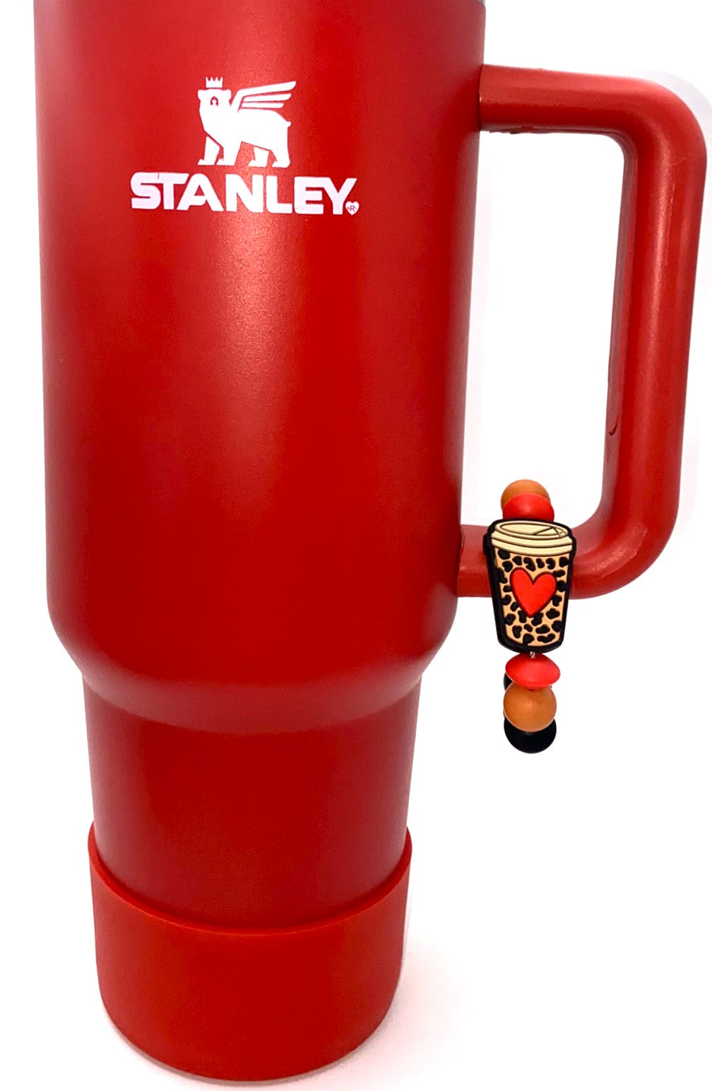 Leopard Print Brown Heart Coffee To Go Cup Stanley Tumbler Cup Handle Charm