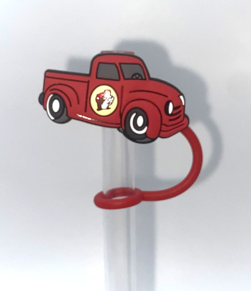 Beaver Gas Station Red Farm Truck Straw Topper